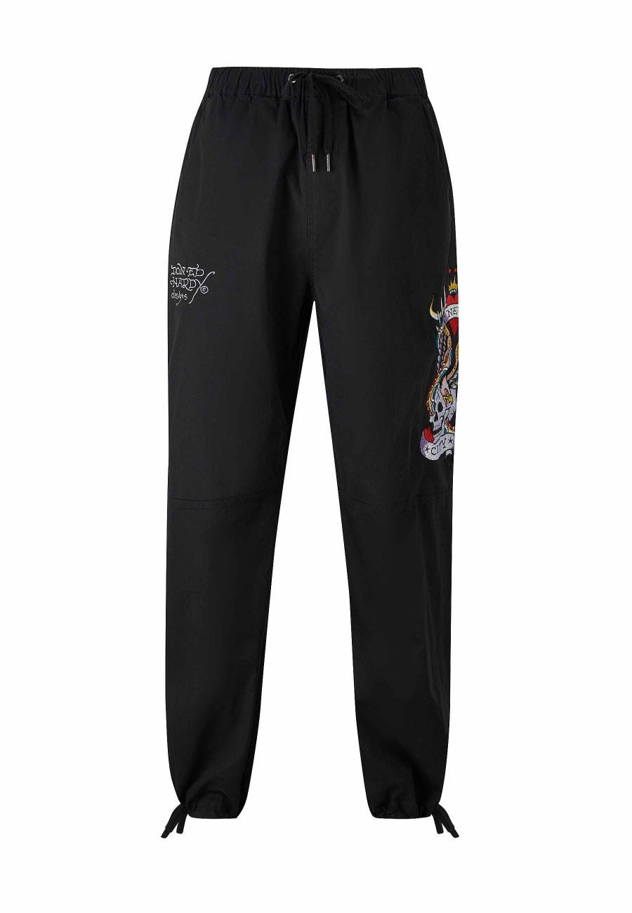 Ed Hardy Mens Side-Snake-Skull Woven Tech Trouser