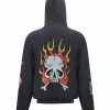 Ed Hardy Mens Burning Skull Graphic Hoodie
