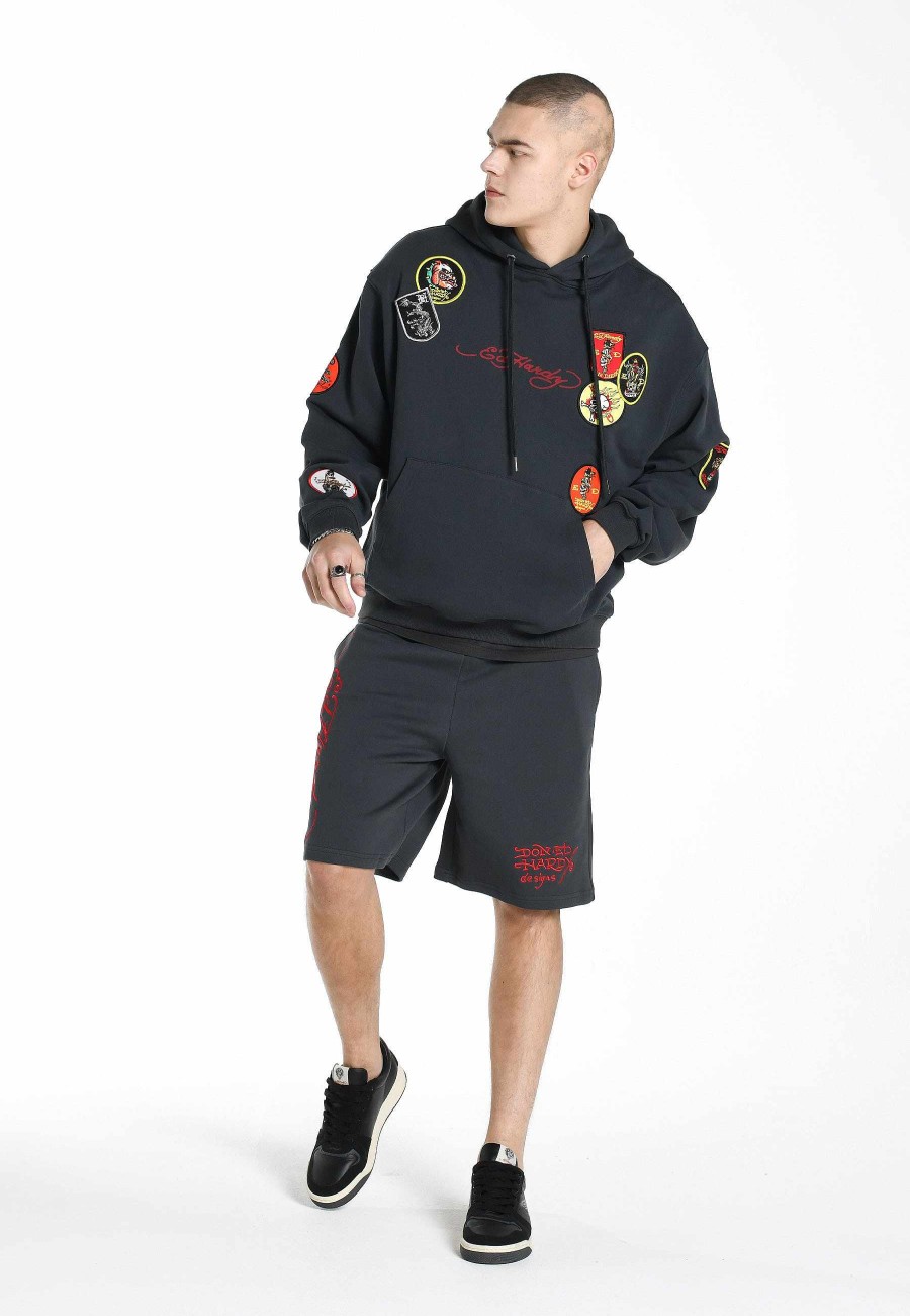 Ed Hardy Mens Tiger-Tatt-Patch Graphic Hoodie