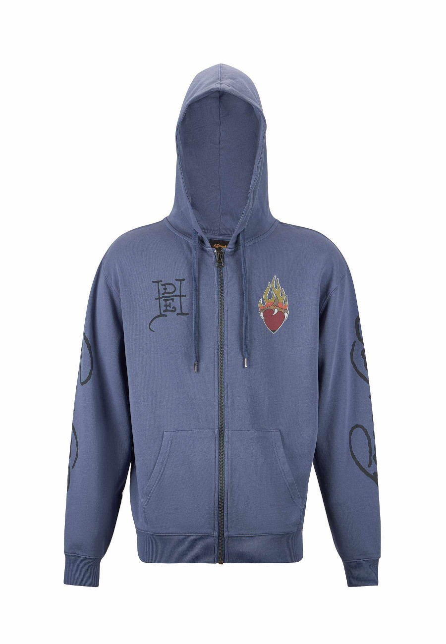 Ed Hardy Mens Hell Catz Zip Through Hoodie