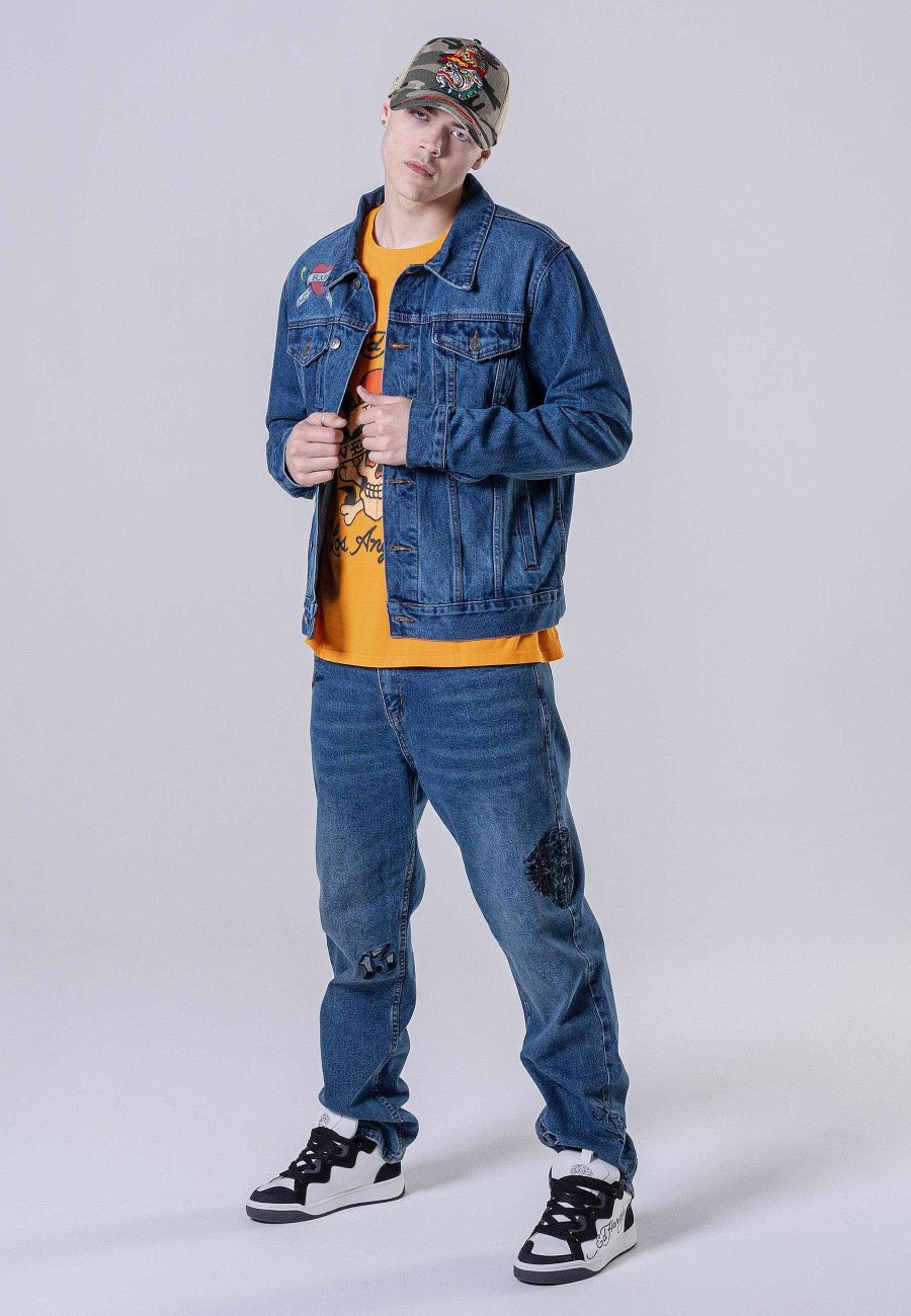Ed Hardy Mens Love-Runs Wild Denim Jacket