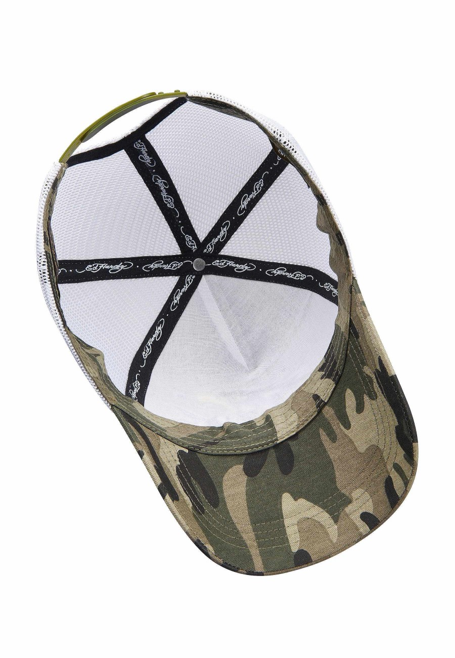 Ed Hardy Uni Ed-Beaky Twill Front Mesh Trucker Cap