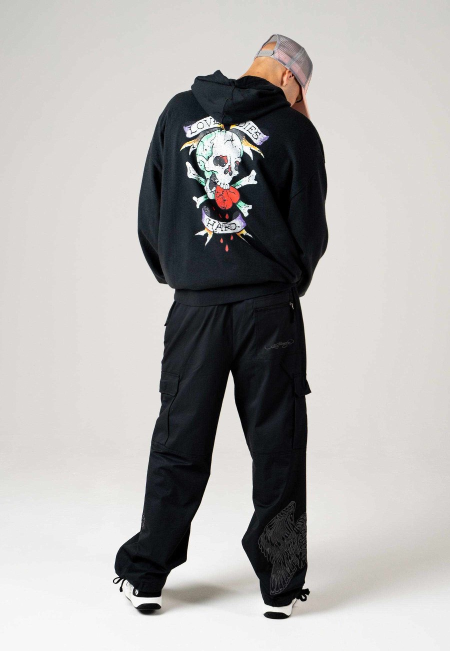 Ed Hardy Mens Love-Dies-Hard Graphic Hoodie