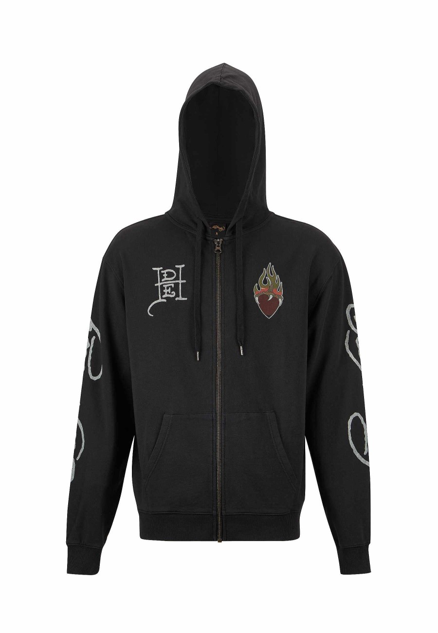 Ed Hardy Mens Hell Catz Zip Through Hoodie