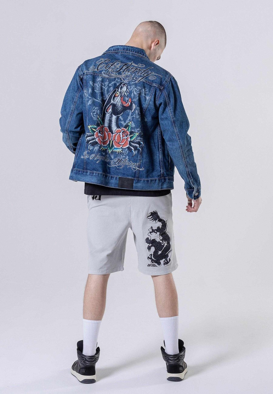 Ed Hardy Mens Panther-Light Denim Jacket