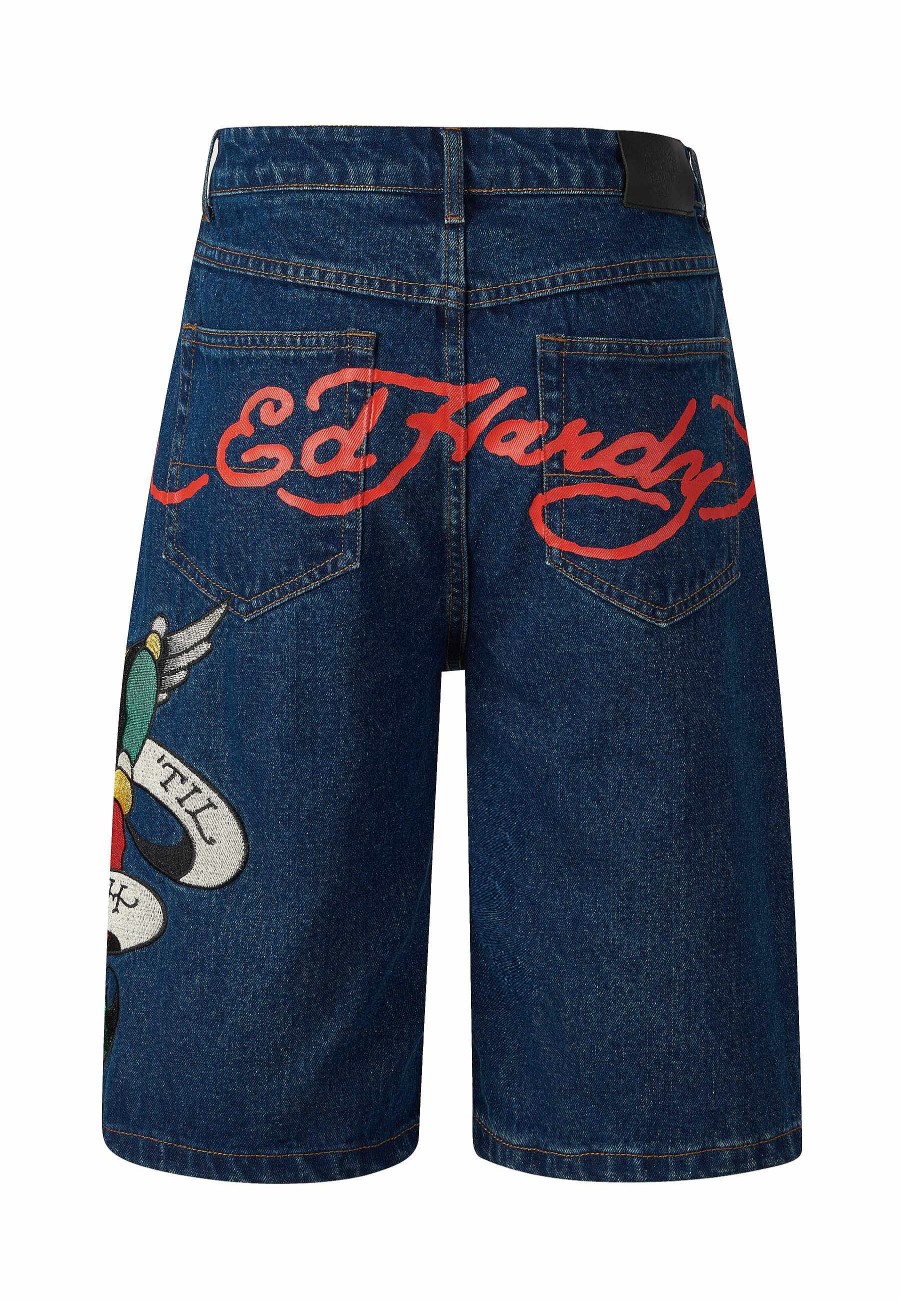 Ed Hardy Mens True Till Death Denim Jorts Shorts