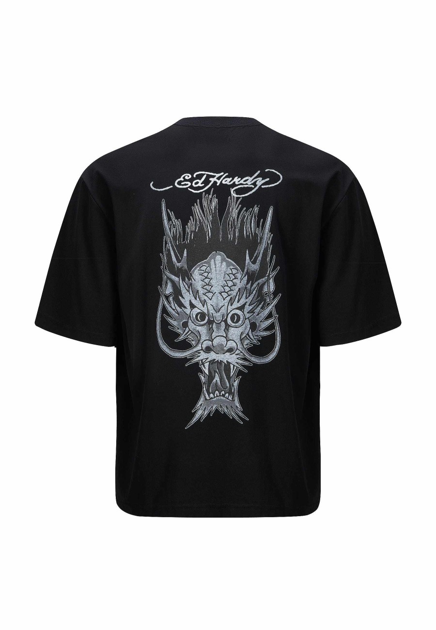 Ed Hardy Mens Dragons-Back Tonal T-Shirt