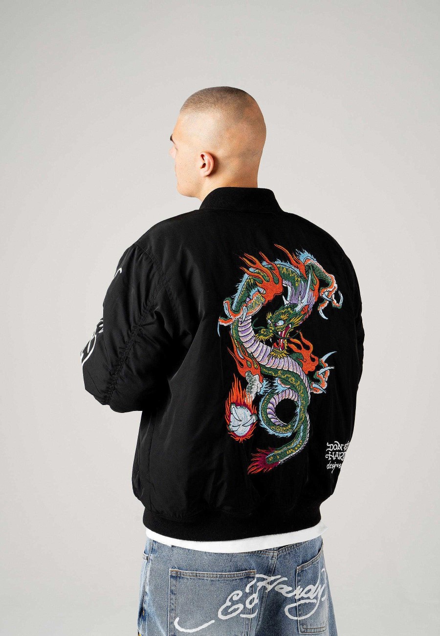 Ed Hardy Mens Dragon-Head-Deh Bomber Jacket
