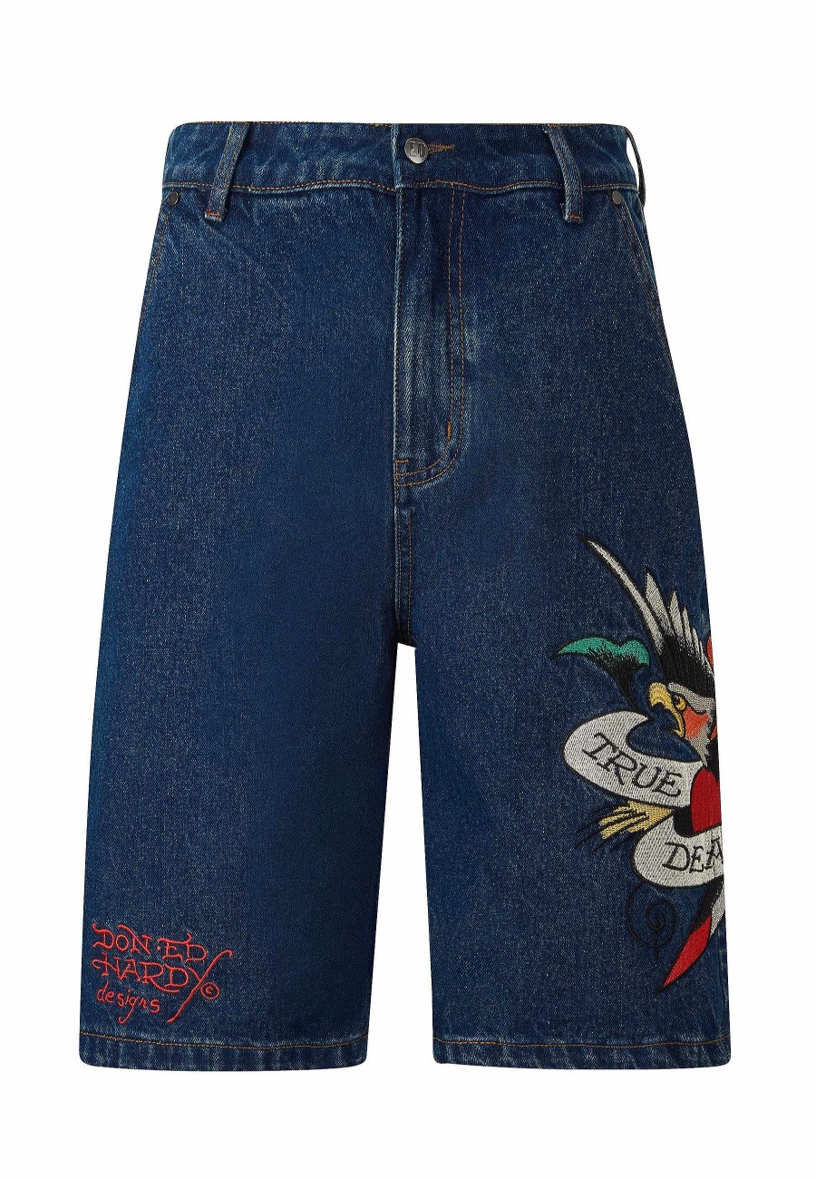 Ed Hardy Mens True Till Death Denim Jorts Shorts
