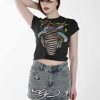 Ed Hardy Womens Love-Runs-Wild Baby Slash T-Shirt