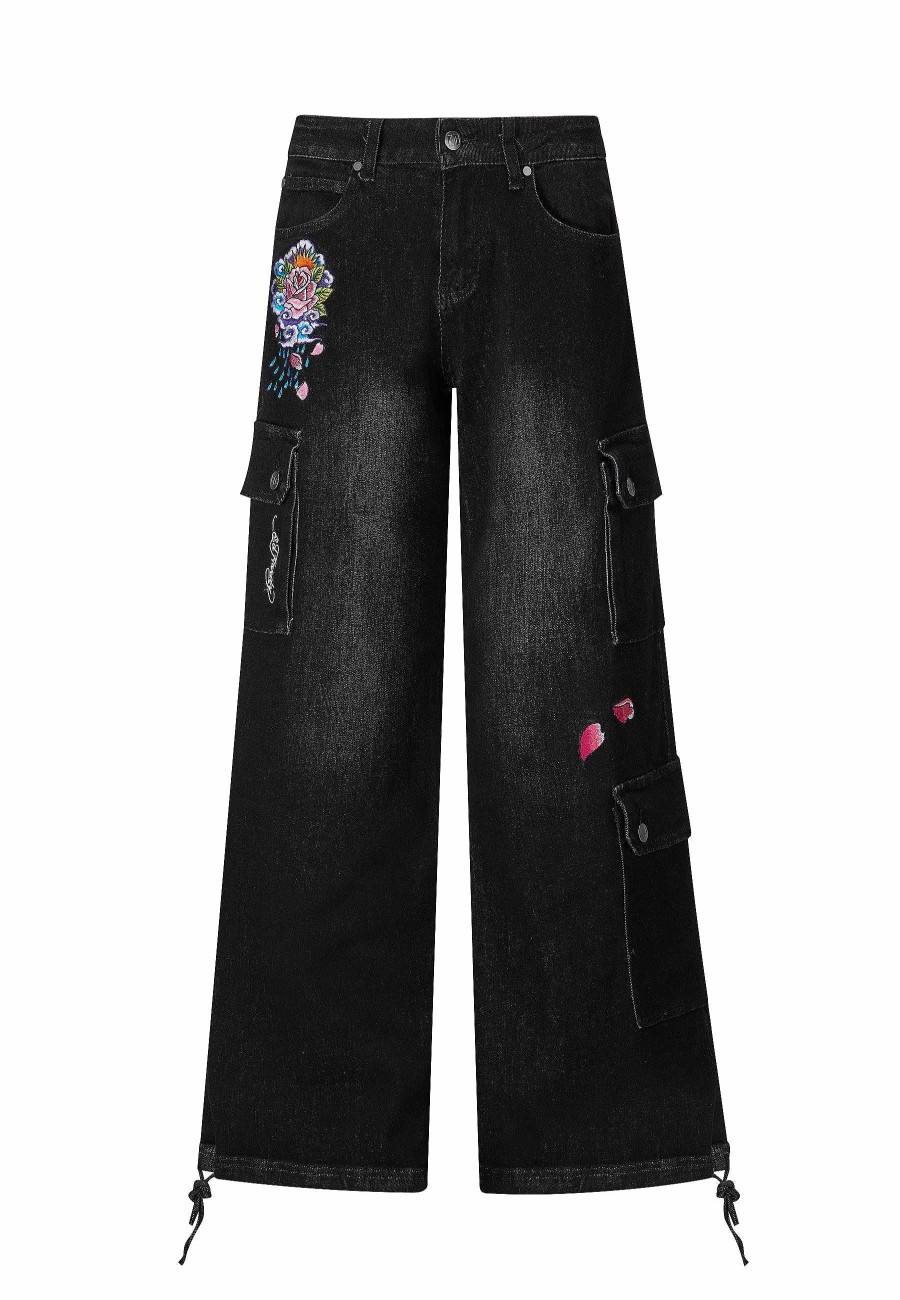 Ed Hardy Womens Koi-Fishing Cargo Trousers Jeans
