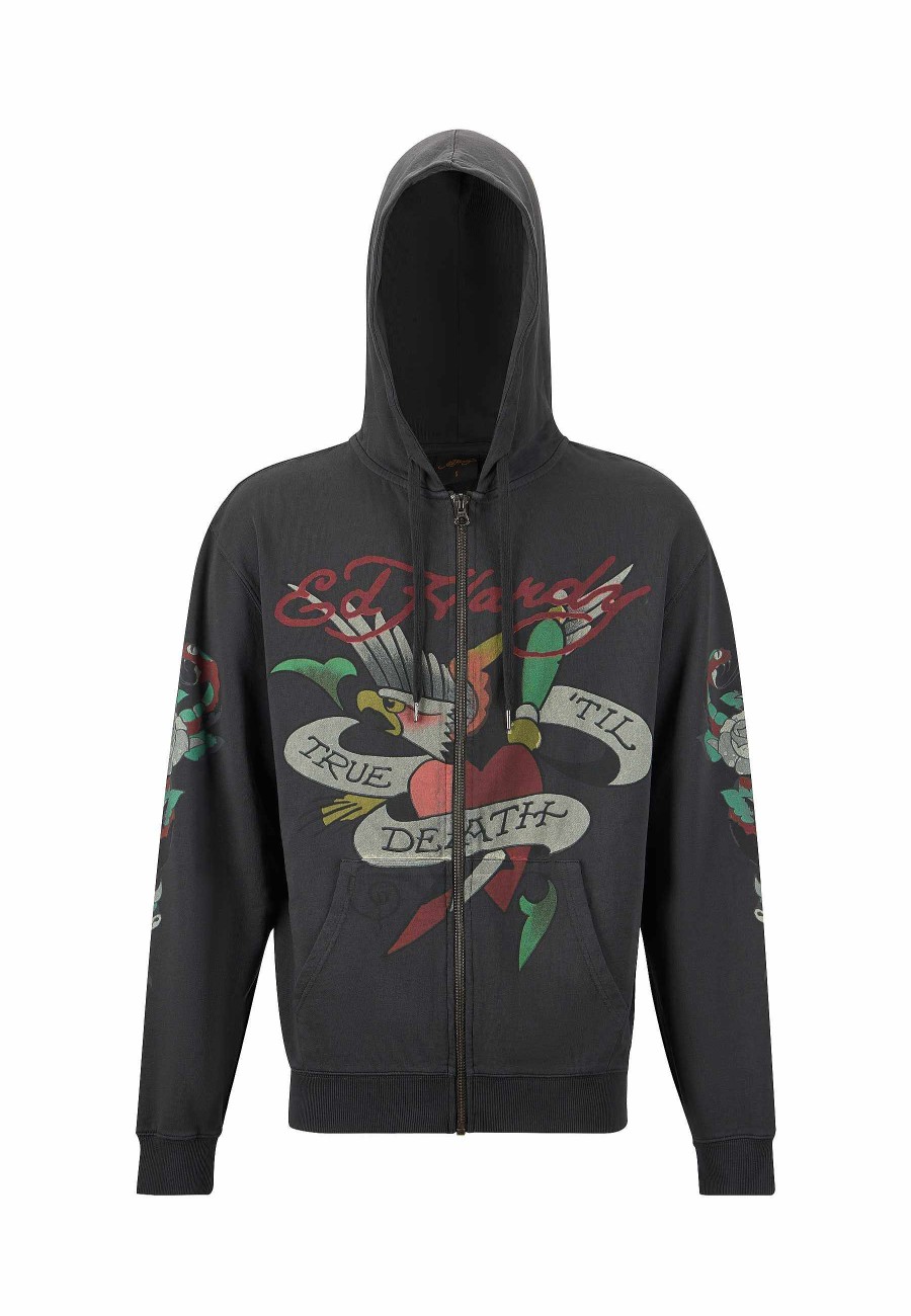 Ed Hardy Mens True Snake Zip Through Hoodie