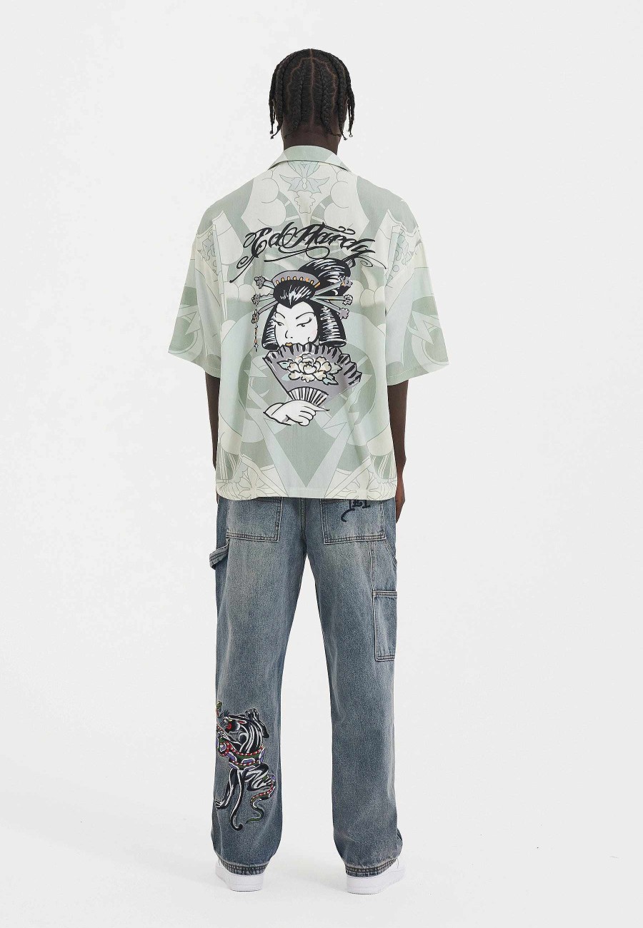 Ed Hardy Mens Snake & Panther Carpenter Denim Trousers Jeans
