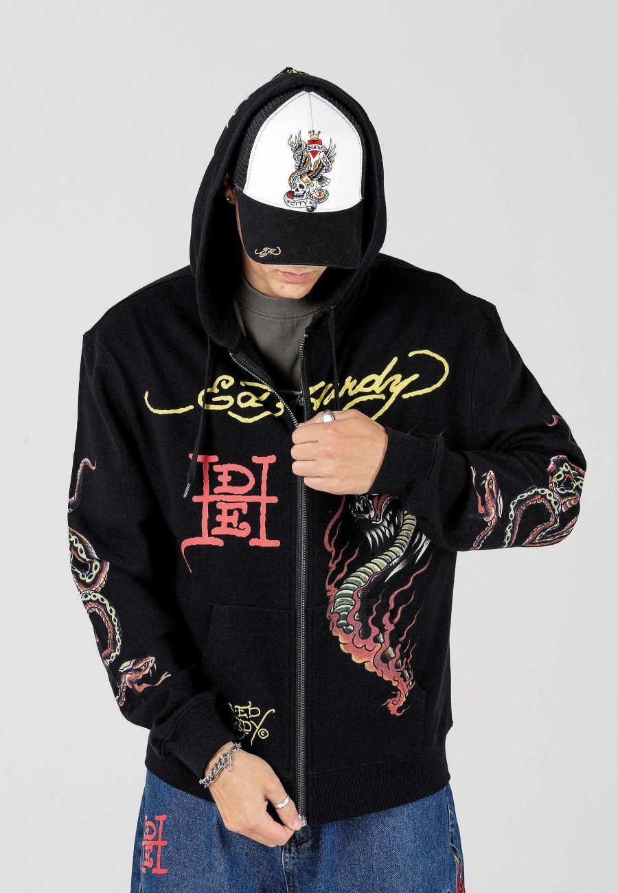 Ed Hardy Mens Double-Venom Graphic Hoodie