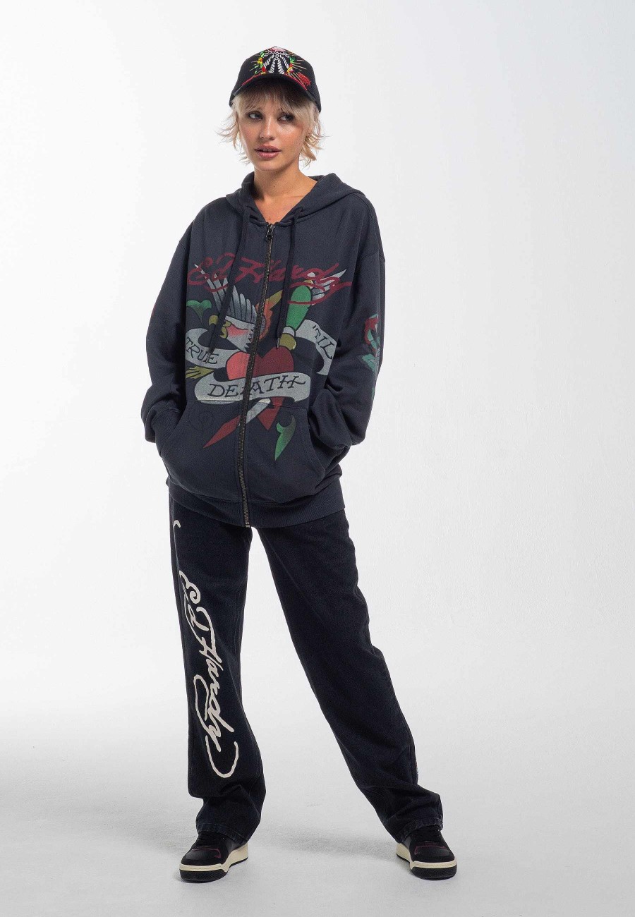 Ed Hardy Mens True Snake Zip Through Hoodie