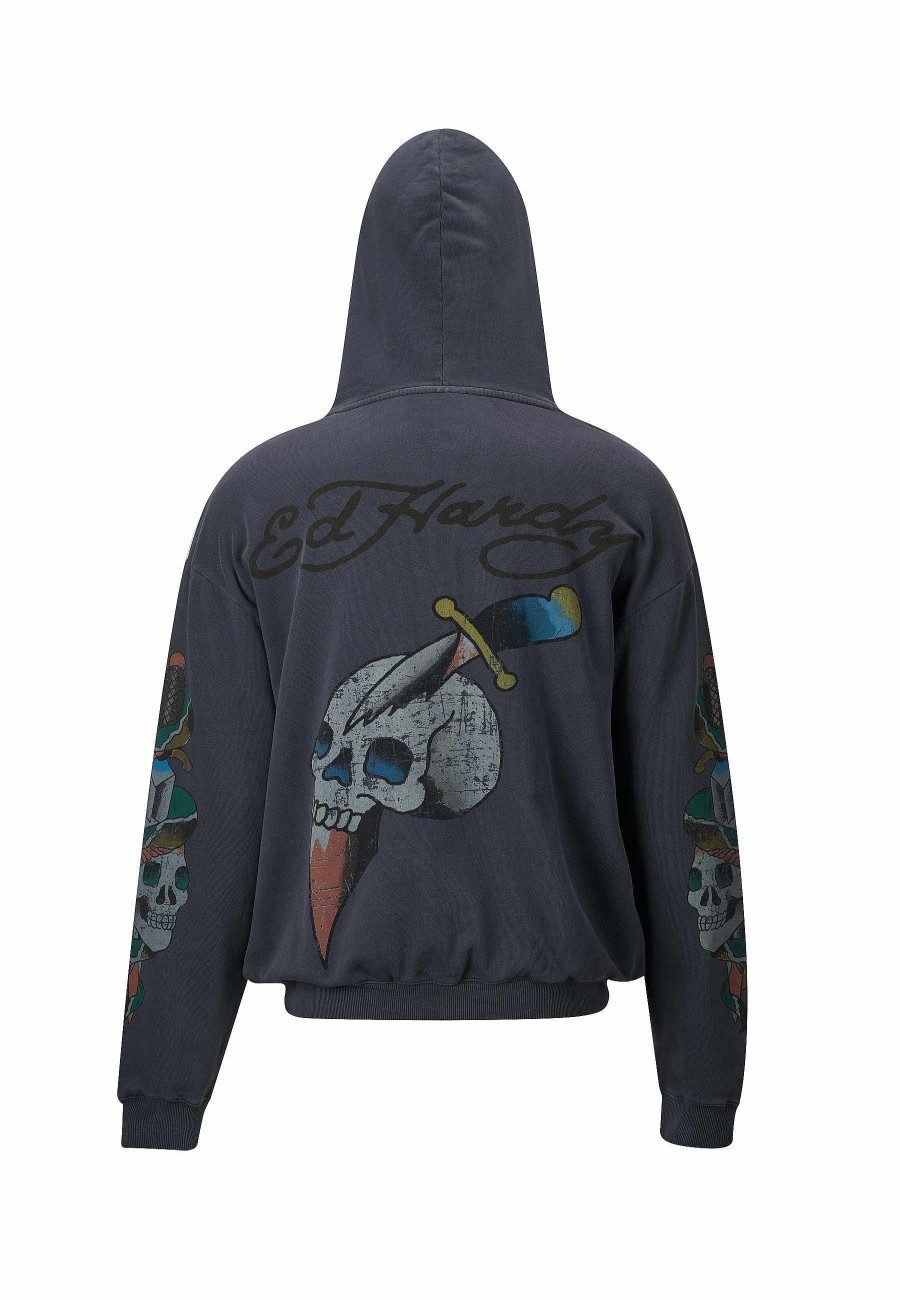 Ed Hardy Mens Skull-Splash Graphic Hoodie