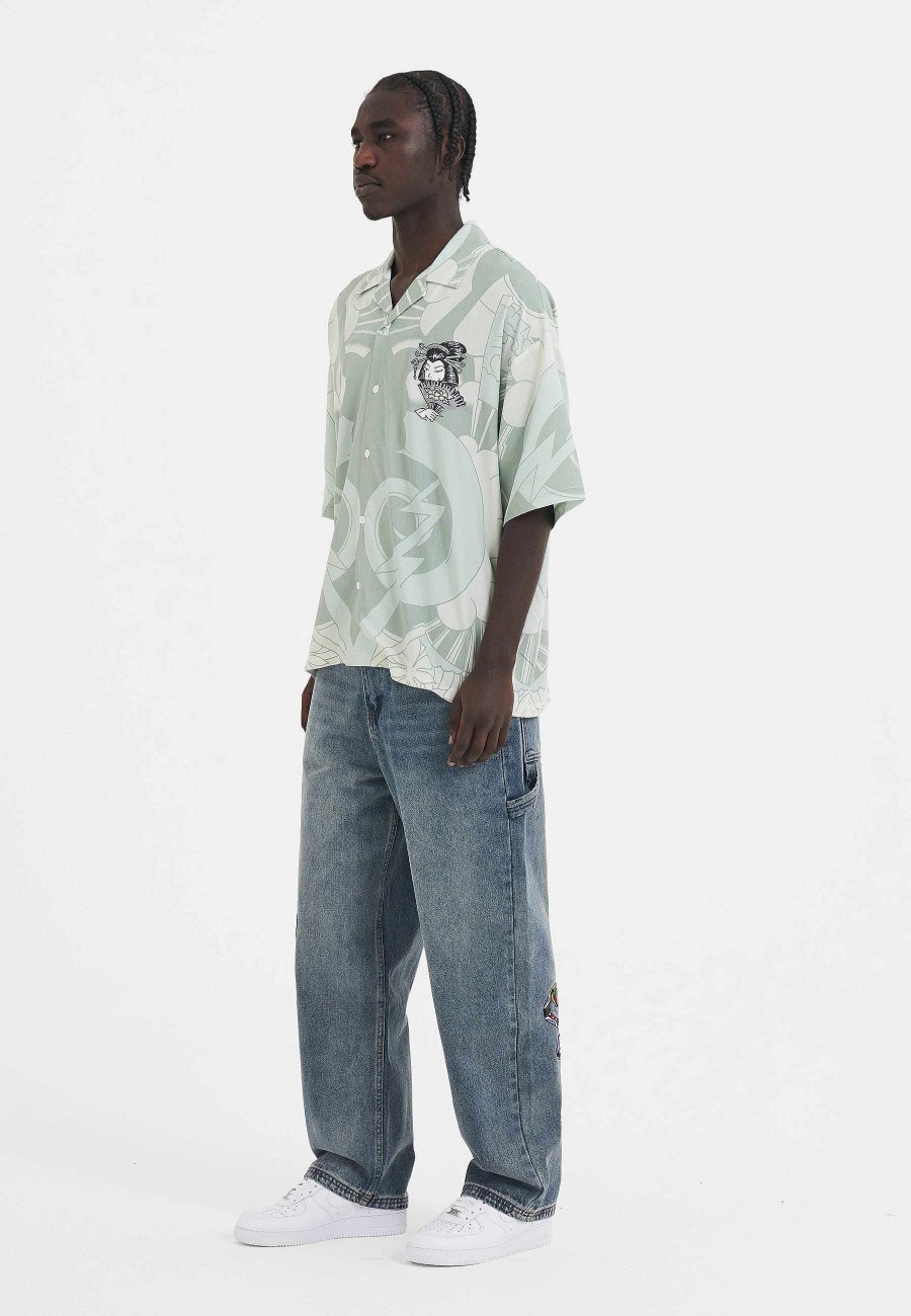 Ed Hardy Mens Snake & Panther Carpenter Denim Trousers Jeans