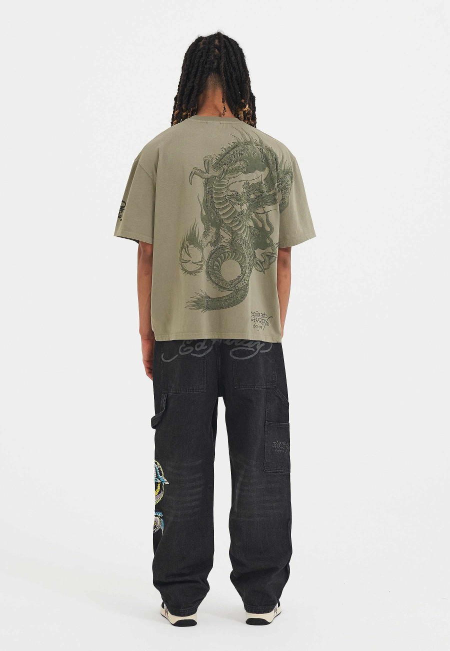 Ed Hardy Mens Mono Fireball Dragon Tshirt