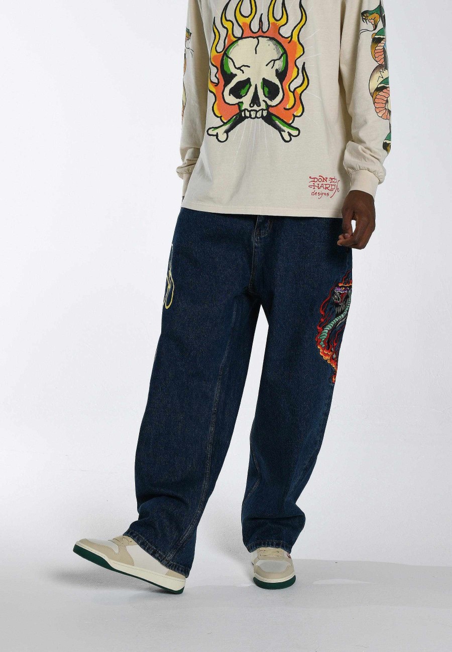 Ed Hardy Mens Flamer-Snake Baggy Jeans