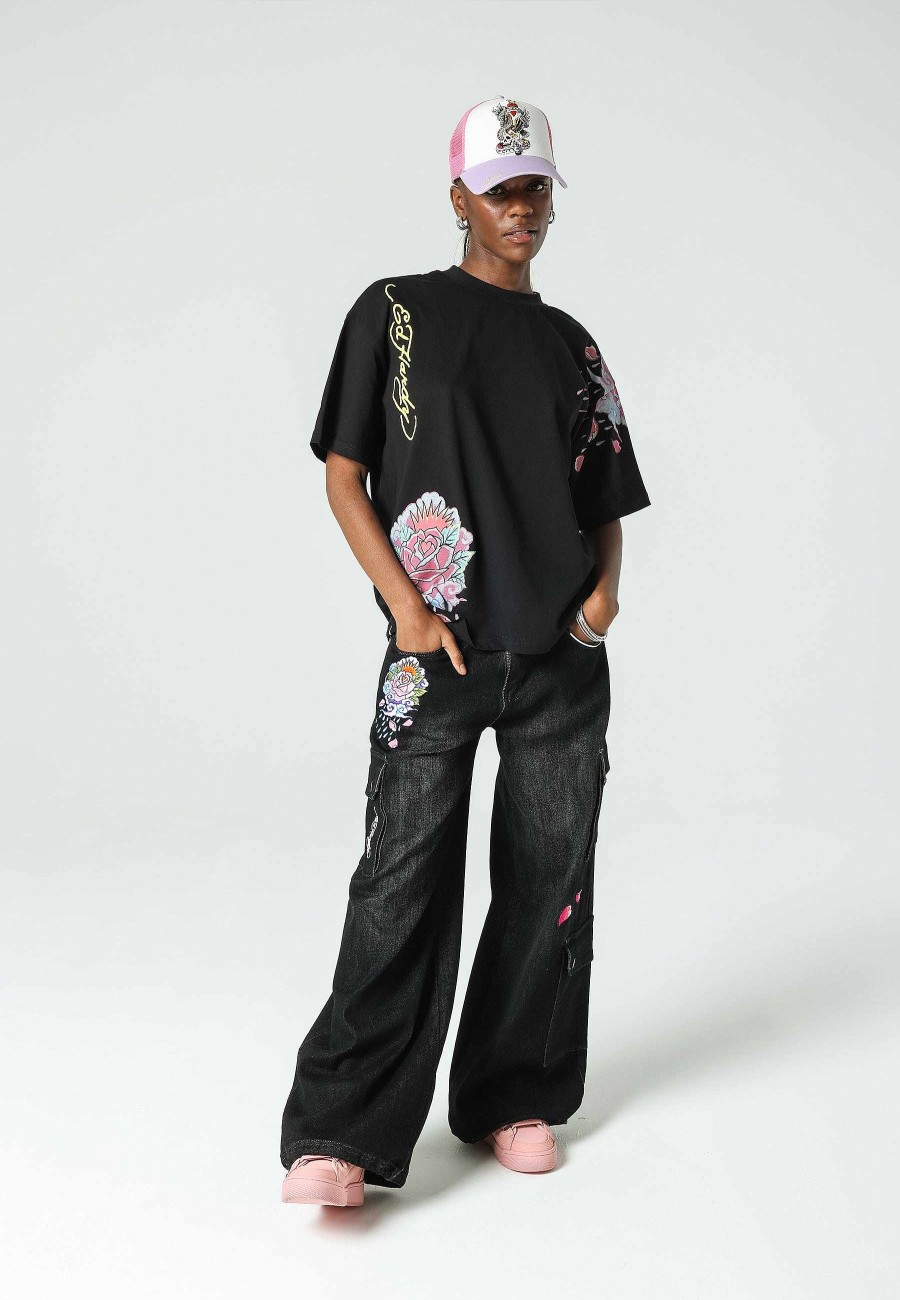 Ed Hardy Womens Koi-Fishing Cargo Trousers Jeans