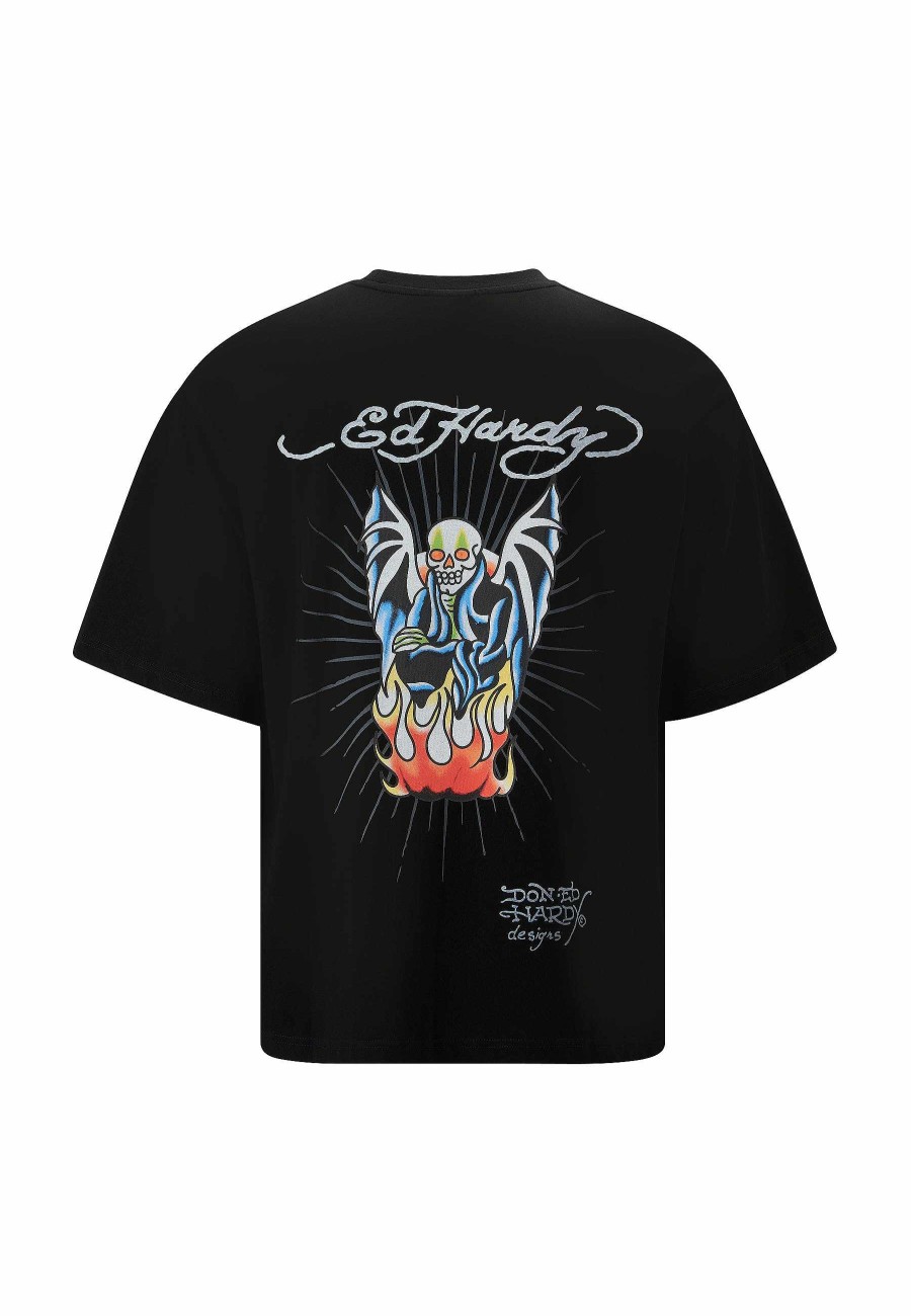 Ed Hardy Mens Flaming-Devil Oversize T-Shirt
