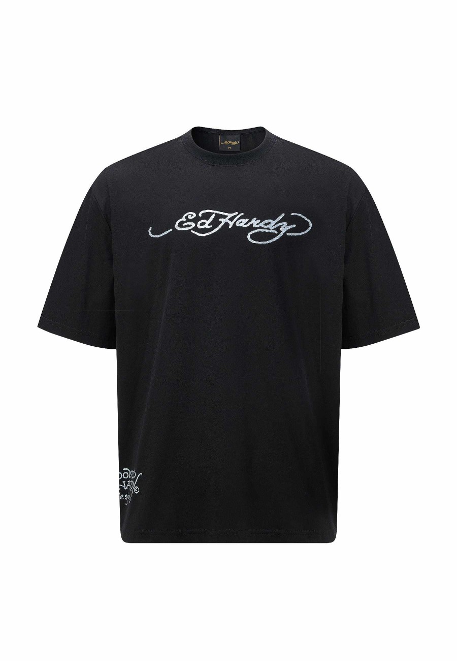 Ed Hardy Mens Dragons-Back Tonal T-Shirt
