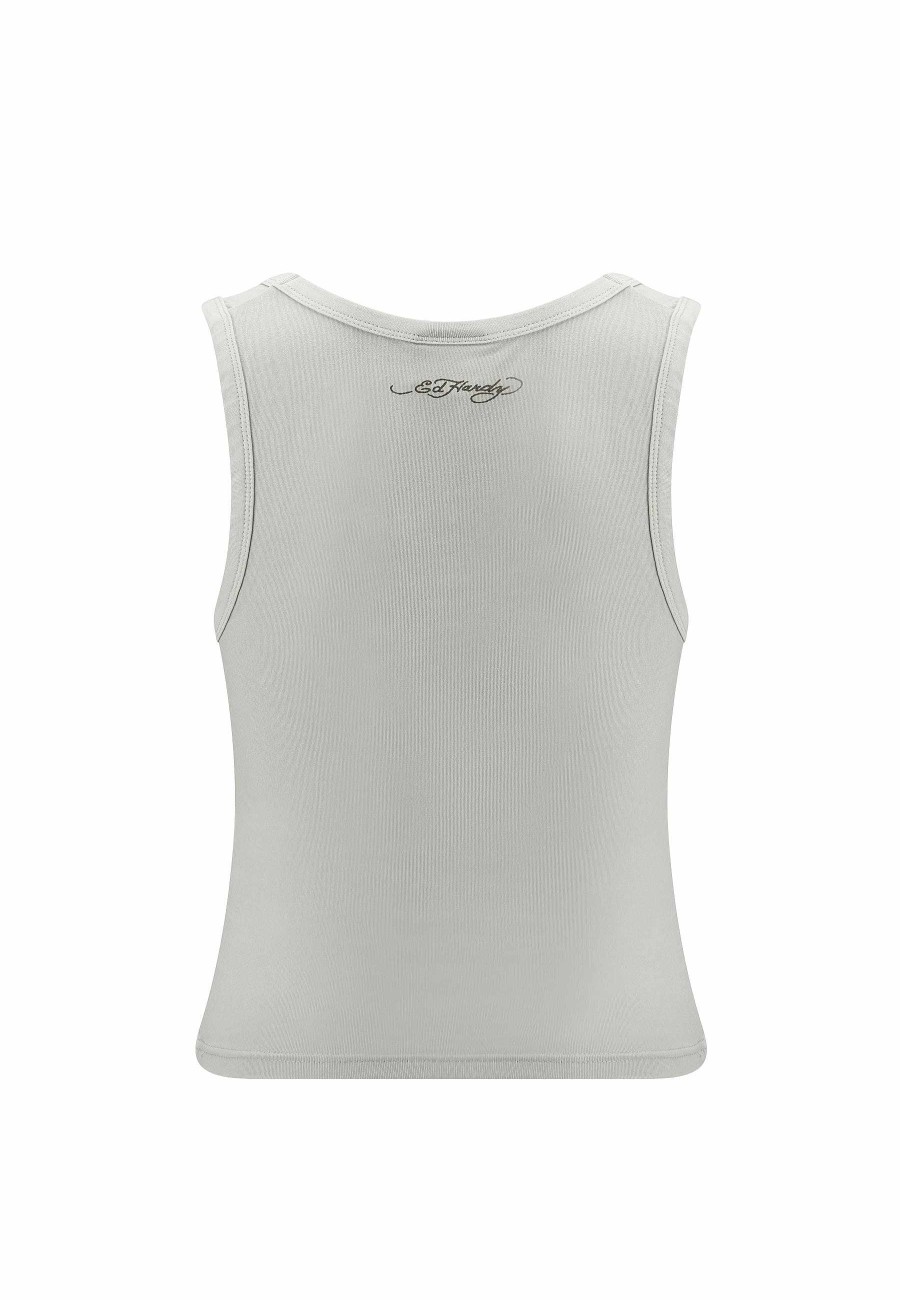 Ed Hardy Womens Vibrant Dragon Cropped Vest