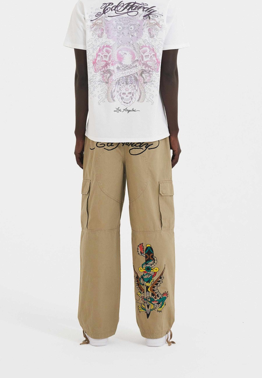 Ed Hardy Mens Sword Dragon Ripstop Woven Cargo Pants Trousers