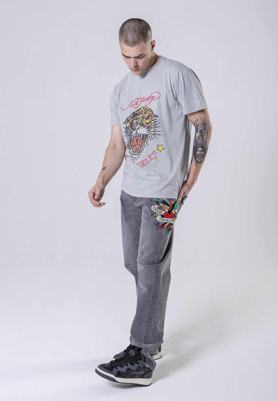 Ed Hardy Mens True-Til-Death Tattoo Graphic Denim Trousers Jeans