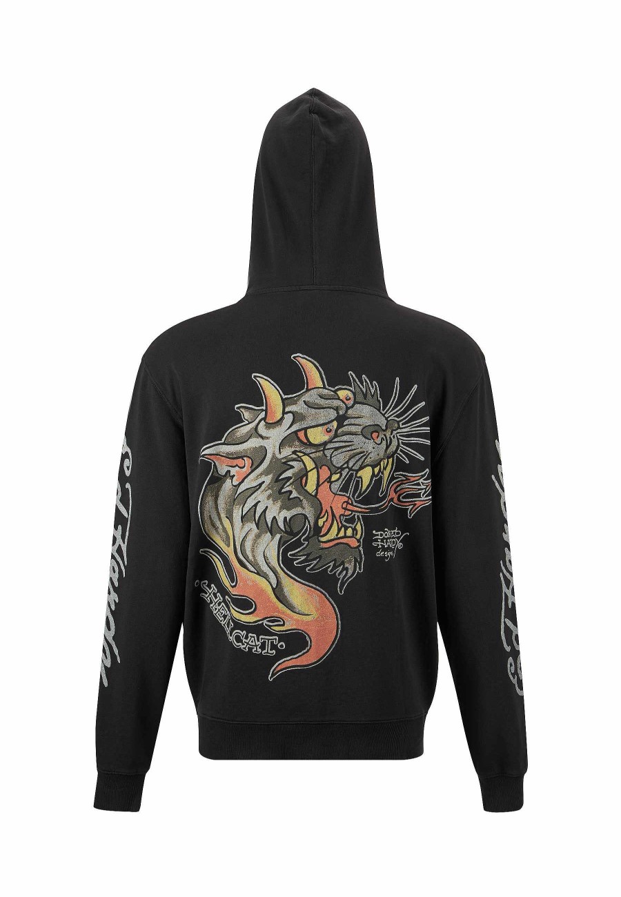Ed Hardy Mens Hell Catz Zip Through Hoodie
