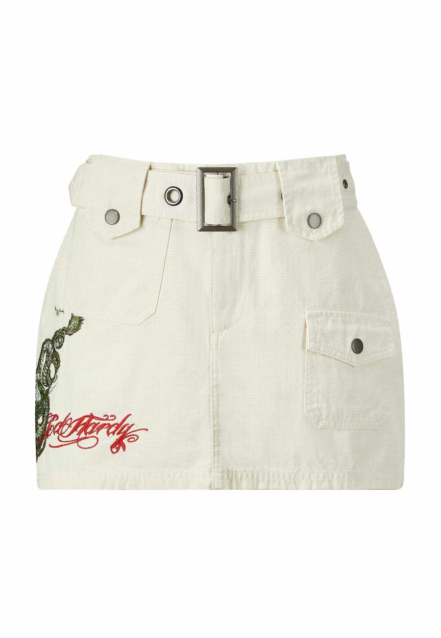 Ed Hardy Womens Twisted Dragon Cargo Mini Skirt