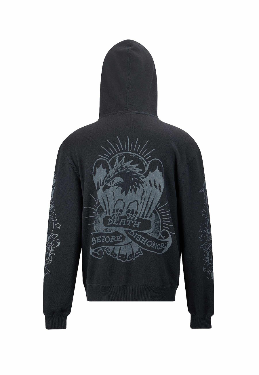 Ed Hardy Mens Death-Before Mono Graphic Hoodie