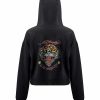 Ed Hardy Womens La-Roar-Tiger Graphic Cropped Hoodie