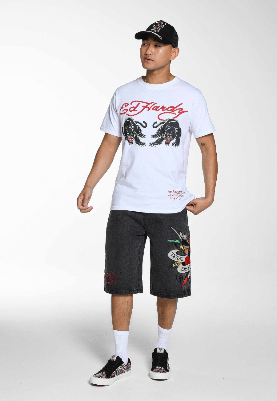 Ed Hardy Mens True Till Death Denim Jorts Shorts