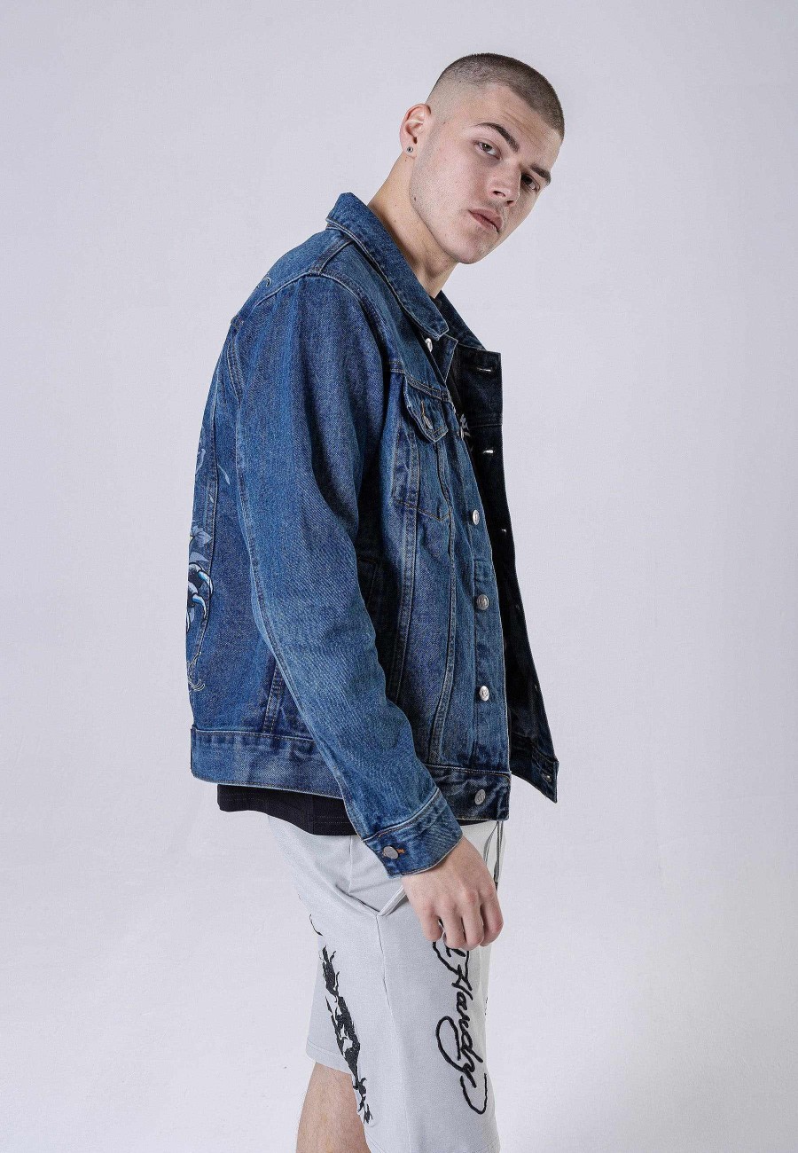 Ed Hardy Mens Panther-Light Denim Jacket