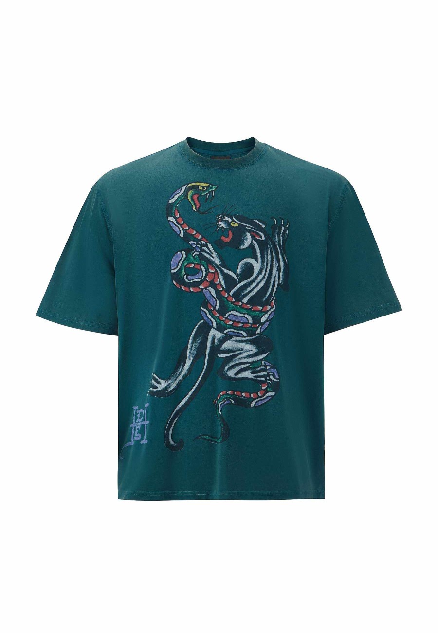 Ed Hardy Mens Snake & Panther Battle Tshirt