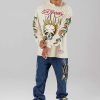 Ed Hardy Mens Skull-Flame Long Sleeve T-Shirt